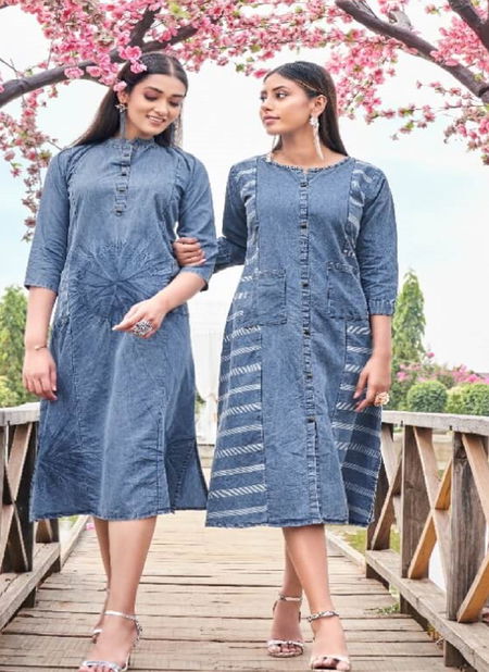 Wanna Denims Latest Designer Fancy Wear Denim kurti Collection Catalog